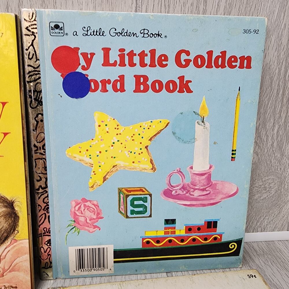 Lot Of 6 Little Golden Books Vintage: New Baby Word Book Circus In Town Animals - Picture 4 of 13